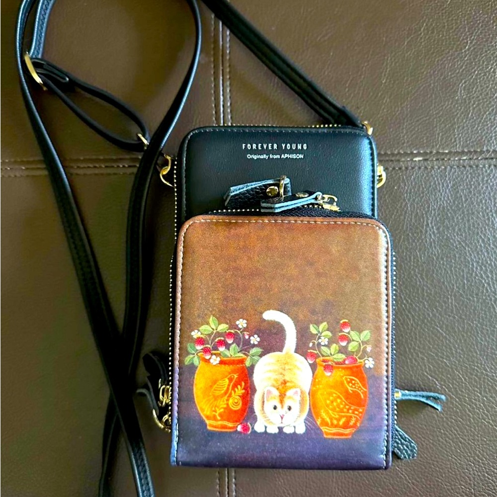 New cute cat side purse with three compartments